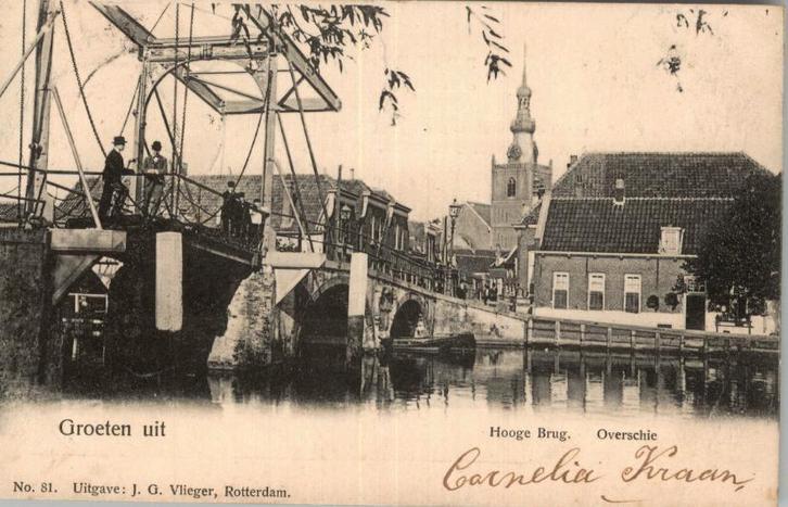 Overschie Hooge Brug No. 81 J.G. Vlieger, Verzamelen, Ansichtkaarten | Nederland, Gelopen, Zuid-Holland, Voor 1920, Verzenden