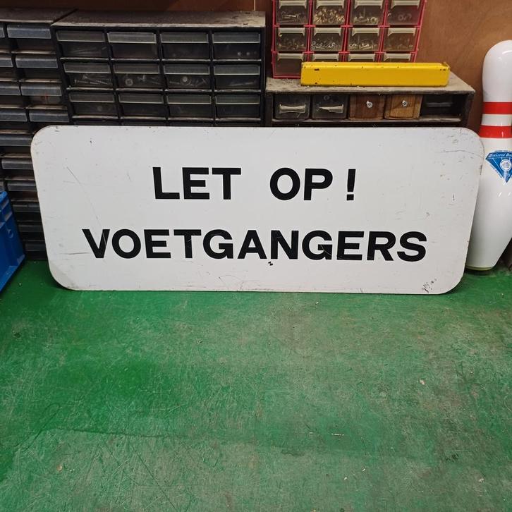 Oud bord waarschuwingsbord tram / trein, Verzamelen, Spoorwegen en Tramwegen, Gebruikt, Trein, Overige typen, Ophalen