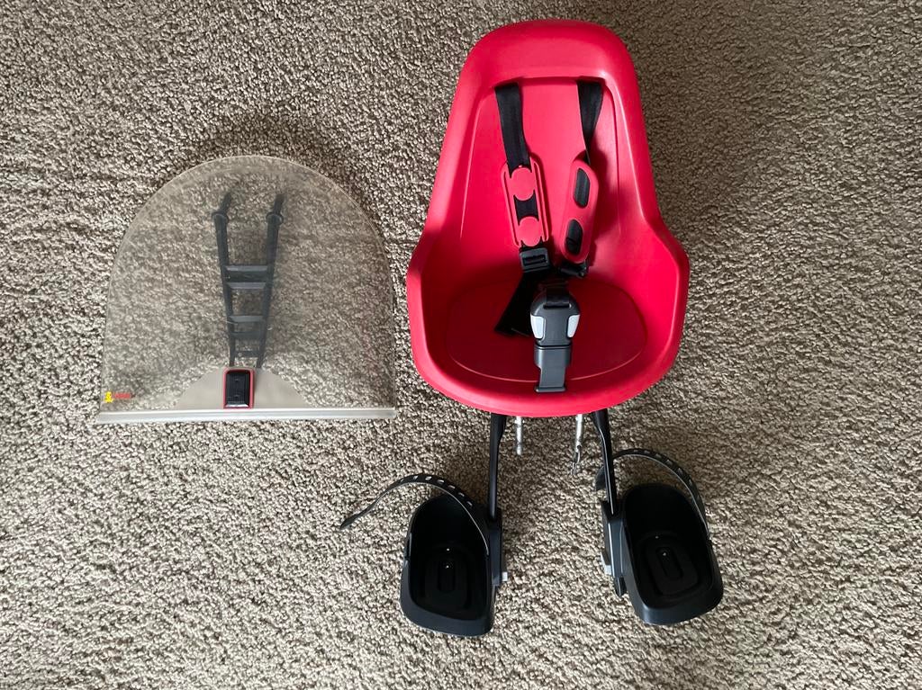 Bobike Fietsstoeltje Voor met Scherm, Fietsen en Brommers, Fietsaccessoires | Fietsstoeltjes, Ophalen, Gebruikt, Voetsteuntjes