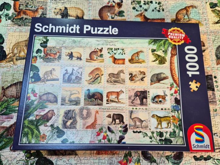 Schmidt puzzle 1000 Aimee Stewart. Wildlife stamp collection, Hobby en Vrije tijd, Denksport en Puzzels, Zo goed als nieuw, 500 t/m 1500 stukjes