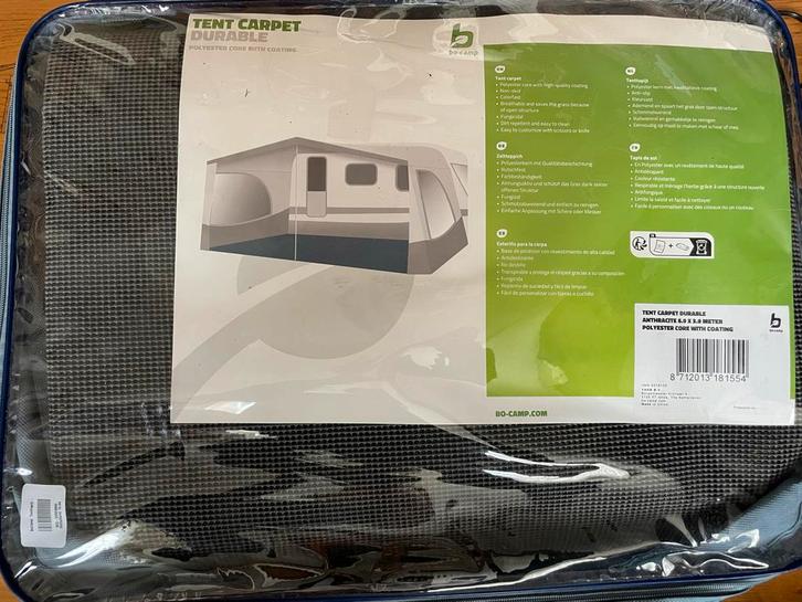 BO-CAMP TENTTAPIJT BOCARPET 2,5X6 METER GRIJS, Caravans en Kamperen, Kampeeraccessoires, Nieuw, Ophalen of Verzenden