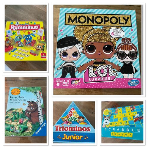 Bordspellen Z.G.A.N lol, gruffalo, triominos, scrabble, Hobby en Vrije tijd, Gezelschapsspellen | Bordspellen, Zo goed als nieuw