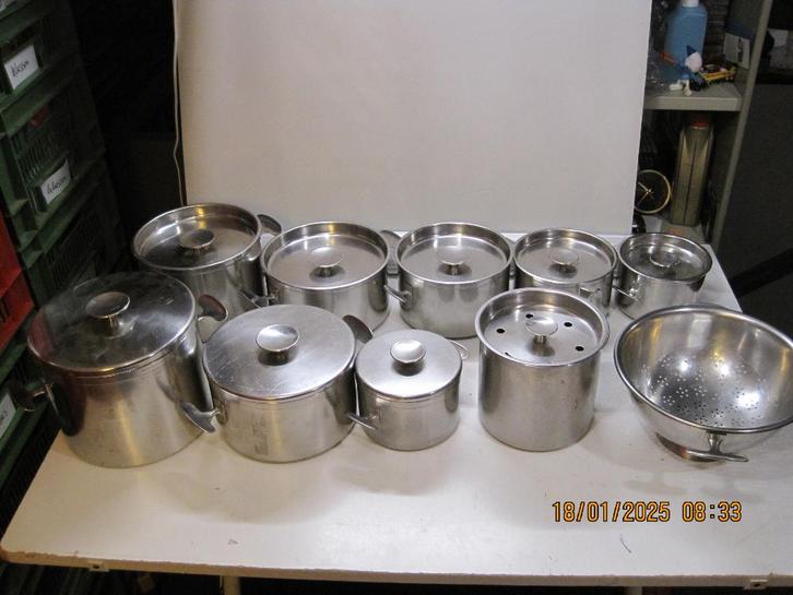 dick simonis pannenset gero rvs design (330), Huis en Inrichting, Keuken | Potten en Pannen, Gebruikt, Pannenset, Rvs, Ophalen