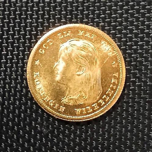 Goud op zilveren 10 Gulden 1897 -Koningin Wilhelmina tientje, Postzegels en Munten, Munten | Nederland, Losse munt, 10 gulden