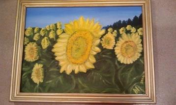Zonnebloemen Olieverf - 30x40 cm beschikbaar voor biedingen