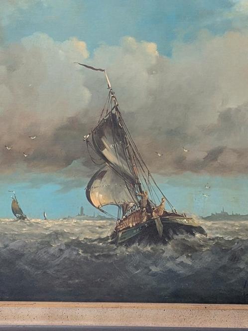 Olieverfschilderij Botter met Lijst, Antiek en Kunst, Kunst | Schilderijen | Klassiek, Ophalen