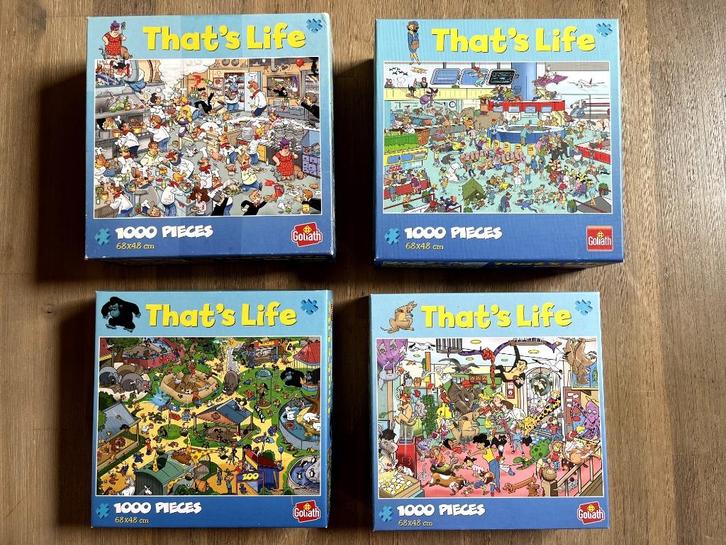 That's Life-puzzels van 1000 stukjes: vier voor €4, Hobby en Vrije tijd, Denksport en Puzzels, Zo goed als nieuw, Legpuzzel, 500 t/m 1500 stukjes