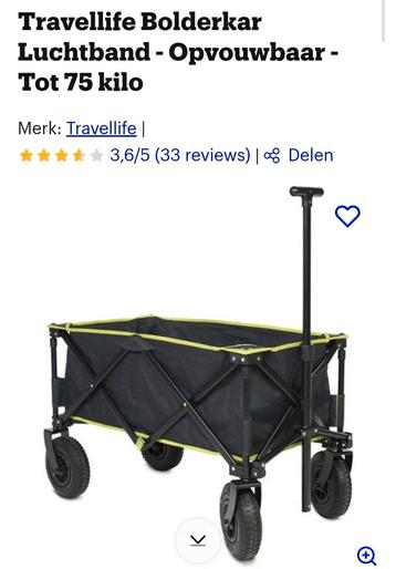 TRAVELLIFE Bolderkar tot 75KG! Ideaal vd Meivakantie beschikbaar voor biedingen