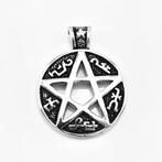 Grote Roestvrij Stalen Medaillon Pentagram 48 mm - RVS, Overige materialen, Birgitta-Gracht 33, 6465 EL Kerkrade, Nederland, Verzenden