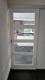 Schuifdeur met vensters en incl. rail, Ophalen, Gebruikt, 80 tot 100 cm, Binnendeur