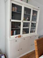 Witte buffetkast met glazen schuifdeuren, Huis en Inrichting, Kasten | Buffetkasten, Ophalen, Gebruikt, Met lade(s), 150 tot 200 cm