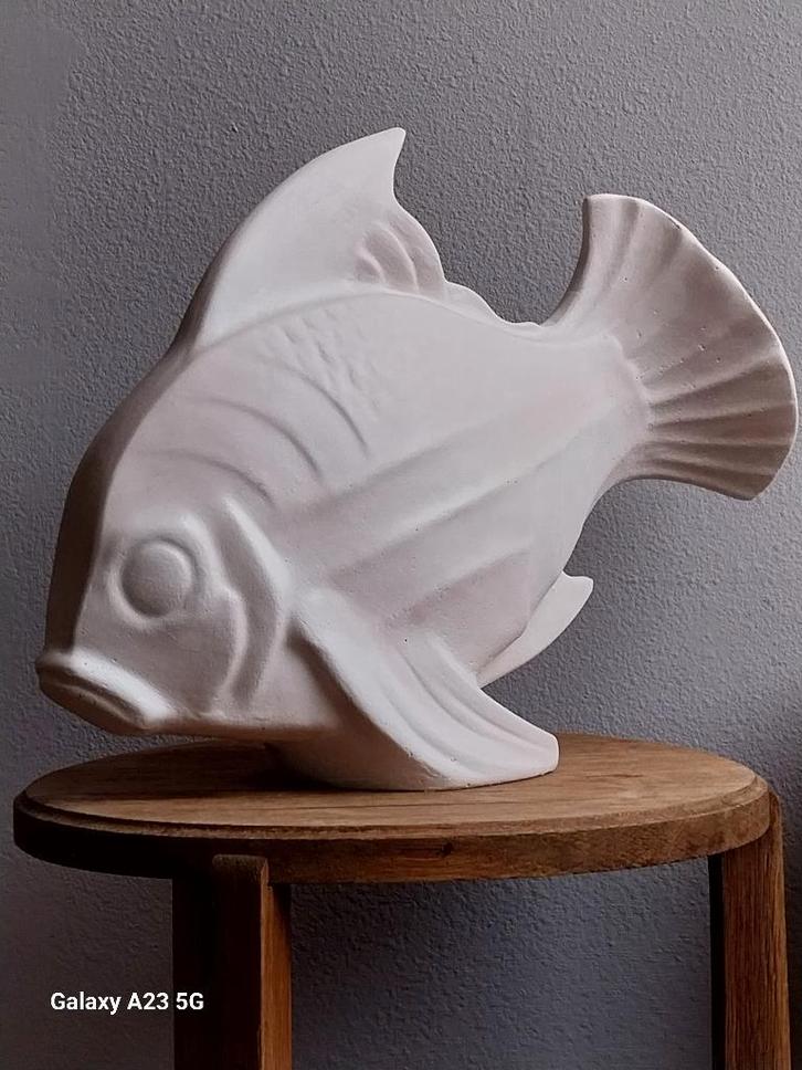 Art Deco visbeeld massief gips naar Lejan, Antiek en Kunst, Kunst | Beelden en Houtsnijwerken, Ophalen of Verzenden