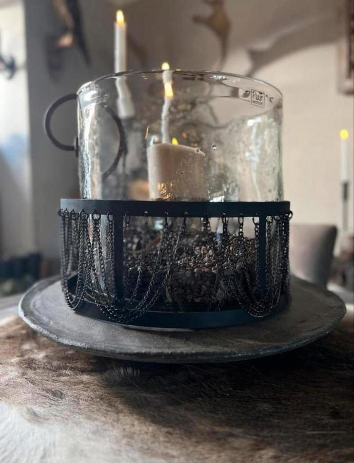 XXL PUUR Wonen Windlicht Chocolade/Clear met korting, Huis en Inrichting, Woonaccessoires | Kandelaars en Kaarsen, Zo goed als nieuw