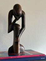 Vintage Houten beeld / sculptuur de denker Hoogte 28 cm, Ophalen of Verzenden