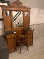 Kaptafel - met stoel - marmer blad - facet geslepen spiegel, Ophalen