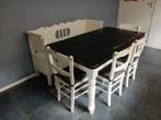 Keukentafel/Eettafel met vier stoelen en klapbank, Ophalen, Zo goed als nieuw
