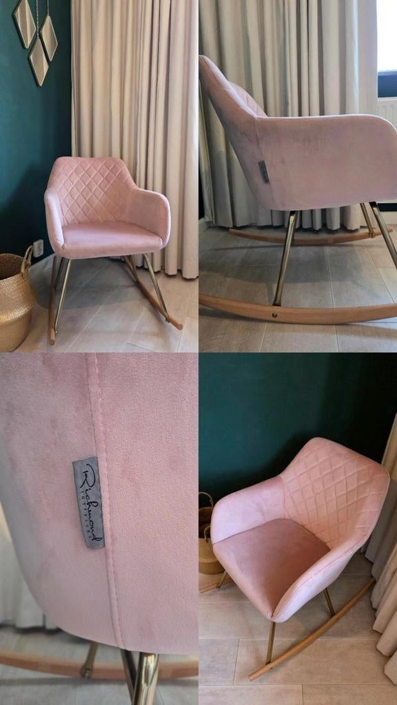 Roze schommelstoel van Richmond, Huis en Inrichting, Stoelen, Ophalen, Overige materialen, Overige kleuren, Zo goed als nieuw