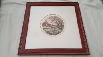 Mooie ingelijste ets beschikbaar voor biedingen