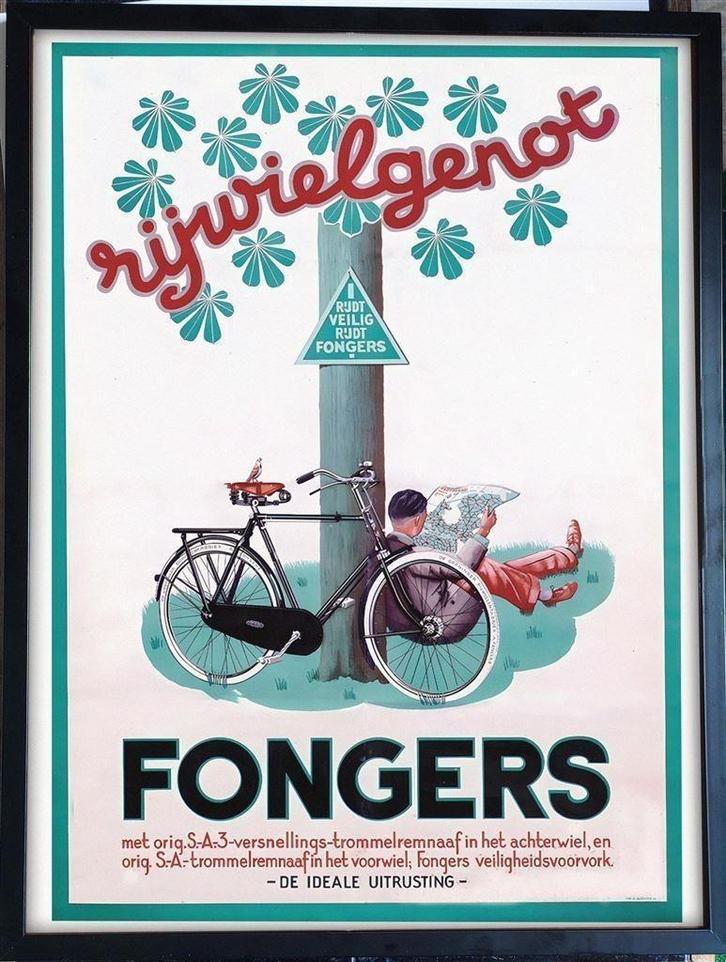 [Poster in Frame] FONGERS Rijwielgenot Fiets Reclame, Verzamelen, Posters, Nieuw, Film en Tv, Rechthoekig Staand, Verzenden