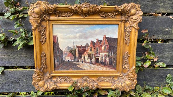 Hollandse School straatgezicht, stijl Springer/Evertsen, Antiek en Kunst, Kunst | Schilderijen | Klassiek, Ophalen