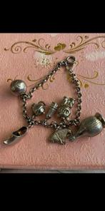 Zilveren jasseron bedelarmband met groot slot, Sieraden, Tassen en Uiterlijk, Antieke sieraden, Ophalen of Verzenden, Zilver