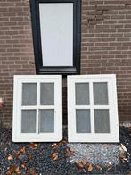 2 Houten kozijnen met melkglas - 77x104 cm, Gebruikt, Raamkozijn, Inclusief glas, 75 tot 150 cm