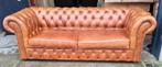 Chesterfield bank cognac bruin leer + GRATIS BEZORGING, Huis en Inrichting, Banken | Bankstellen, Gebruikt, Chesterfield, Ophalen of Verzenden