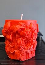 Handgemaakte Soja Wax Kaars met Bloemmotief, Overige materialen, Nieuw, Ophalen of Verzenden, Kaars