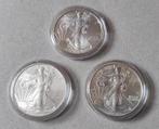 3x 1oz Amerikaanse Silver Eagles van 2009, 2010 en 2011, Ophalen of Verzenden, Zilver