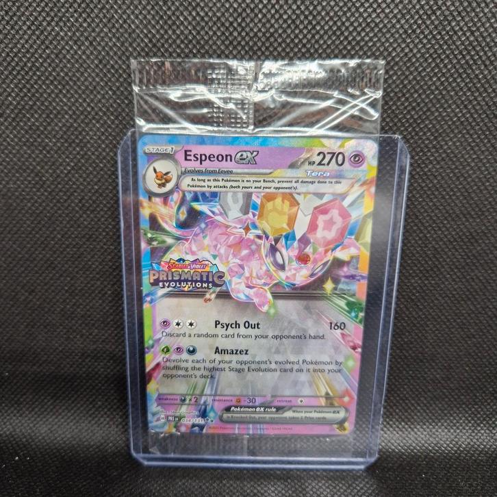 Espeon EX Prismatic Evolutions NearMint Sealed, Hobby en Vrije tijd, Verzamelkaartspellen | Pokémon, Zo goed als nieuw, Ophalen of Verzenden
