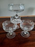 Antiek Tjechisch gegraveerd kristal 6 glazen & 7 coups = 13, Ophalen