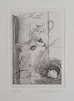Exlibris / Ex libris Helene Nue, kat en muis, Verzenden