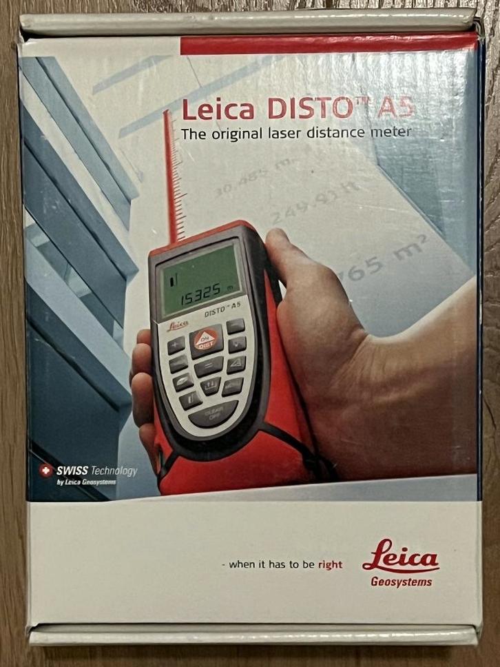 Afstandsmeter, laser, digitaal, Leica Disto A5, Doe-het-zelf en Verbouw, Meetapparatuur, Gebruikt, Afstand, Ophalen of Verzenden