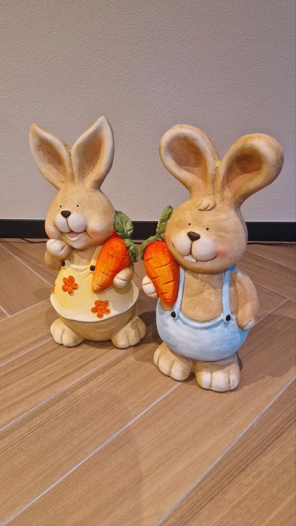 Aardewerk Paasdecoratie - Konijnenbeeld, Tuin en Terras, Tuinbeelden, Overige materialen, Ophalen