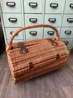 Vintage rond retro rotan rieten picknickmand grote mand boho, Ophalen of Verzenden, Zo goed als nieuw