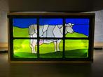 Groot antiek glas in lood raam boerderij met een koe, Doe-het-zelf en Verbouw, Glas en Ramen, Ophalen, Glas in lood, Zo goed als nieuw