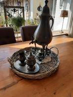 Mooie antieke tinnen kraantjespot met toebehoren, Antiek en Kunst, Antiek | Tin, Ophalen of Verzenden