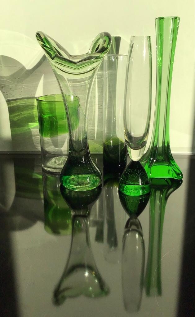 Vintage Groene Vazen Set van 5, Antiek en Kunst, Antiek | Vazen, Ophalen