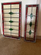 2 glas in lood panelen ramen met gekleurd glas izgst, Doe-het-zelf en Verbouw, Glas en Ramen, Glas in lood, Zo goed als nieuw