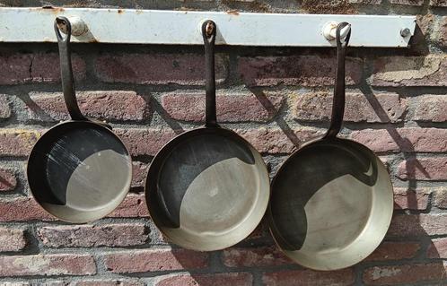 ​3 Vintage Falk koper tin geveegd steelpan new old stock K40, Huis en Inrichting, Keuken | Potten en Pannen, Zo goed als nieuw