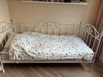 Smeedijzeren meisjesbed, Gebruikt, 90 cm, Eenpersoons, Wit