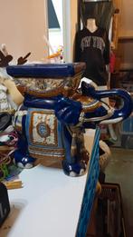 Olifant Plantenbak Blauw Keramiek, Tuin en Terras, Ophalen of Verzenden, Gebruikt, Overige materialen, Dierenbeeld