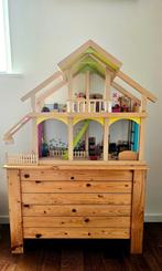 Houten poppenhuis Goki met inventaris, Kinderen en Baby's, Speelgoed | Poppenhuizen, Gebruikt, Ophalen