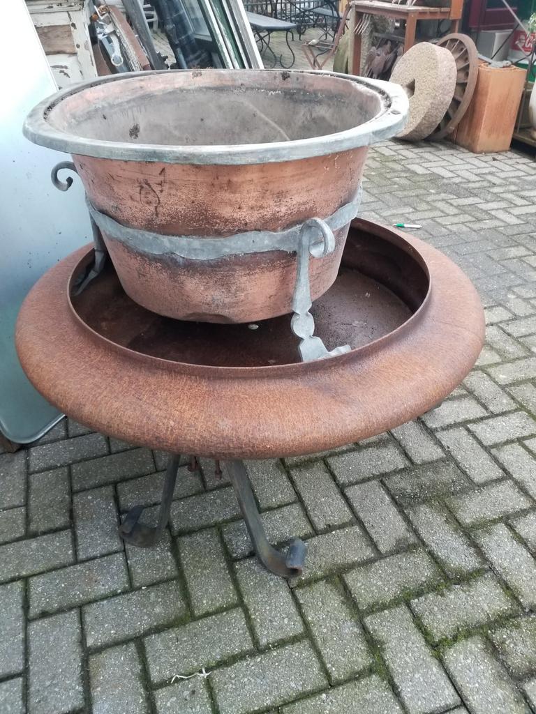 Koperen plantenbak / vuurkorf - 77cm, Ophalen, Gebruikt, Vuurkorf