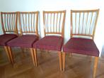 Set van 4 vintage stoelen, naar eigen smaak op te knappen, Huis en Inrichting, Ophalen, Hout, Gebruikt, Vintage jaren 50 60 70
