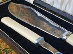 Mooi oud silverplate viscouvert uit Engeland in etui 31,3 cm, Antiek en Kunst, Antiek | Bestek, Ophalen of Verzenden