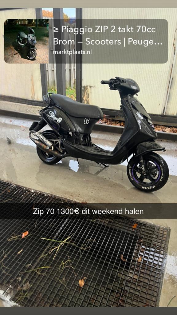 Zip 70cc 2 takt brom (ook te ruil), Fietsen en Brommers, Scooters | Piaggio, Zo goed als nieuw, Zip, Maximaal 45 km/u, Tweetakt