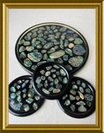 ⭐️Dienblad met 3 onderzetters: abalone schelp, Antiek en Kunst, Ophalen of Verzenden