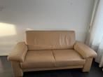 Gratis af te halen 2 bankjes beige leer in goede staat, Ophalen, Gebruikt, 150 tot 200 cm, Tweepersoons