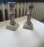 2 verzilverde Art Deco kandelaren, Ophalen, Zo goed als nieuw, Minder dan 25 cm